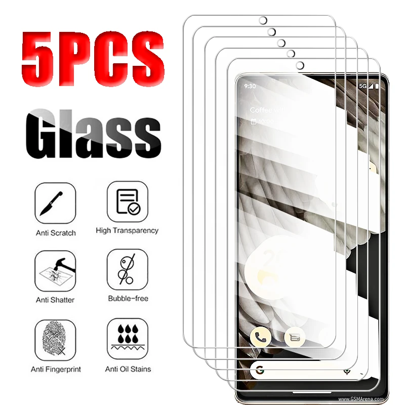5Pcs for Google Pixel 7 Pro 7a 6 6A 5 4A 5A 5G A Tempered Glass Screen Protectors 7Pro Protective Film Mobile Phone Accessories