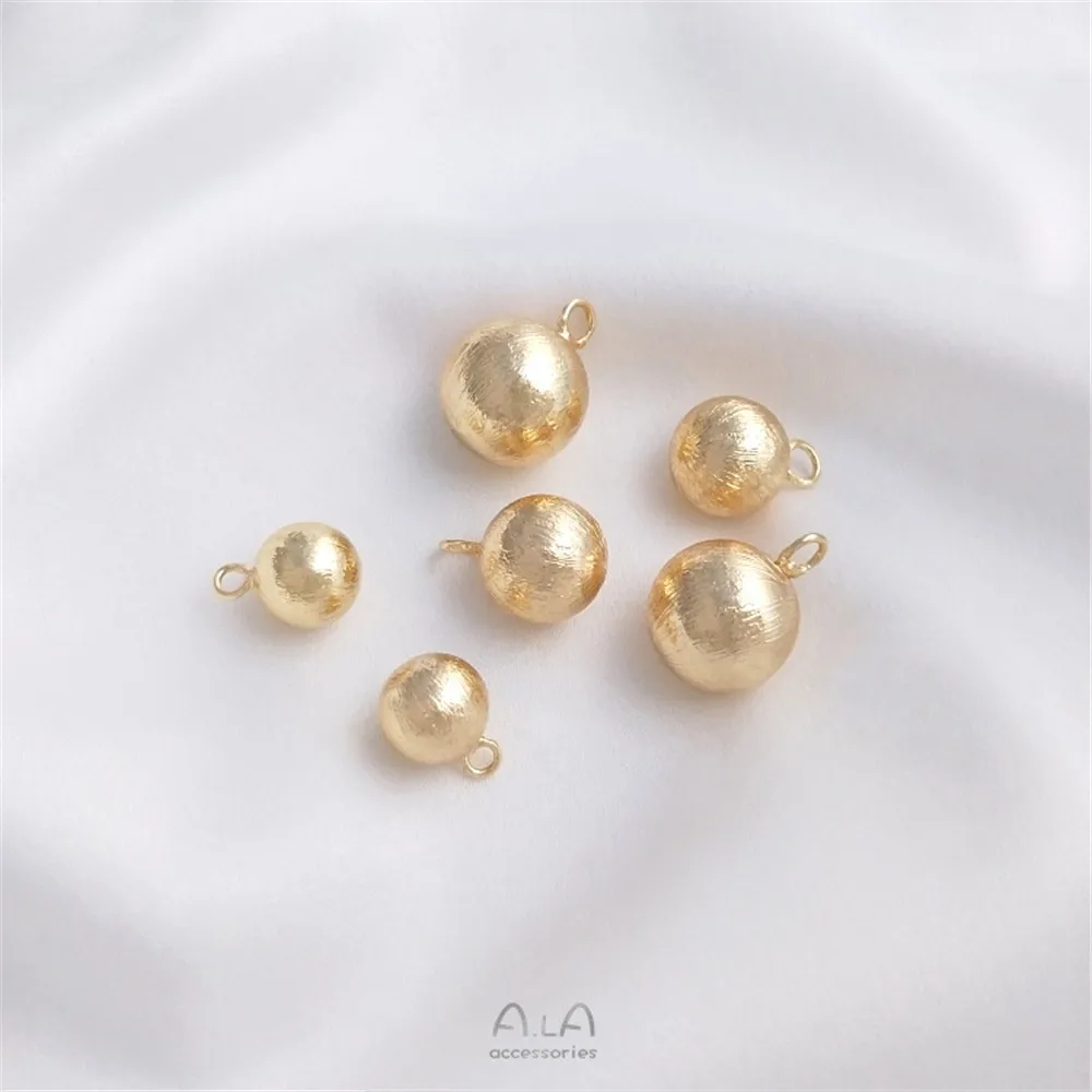 

14K bag real gold color brushed hanging beads handmade hanging ball beads pendant DIY bracelet earrings accessories