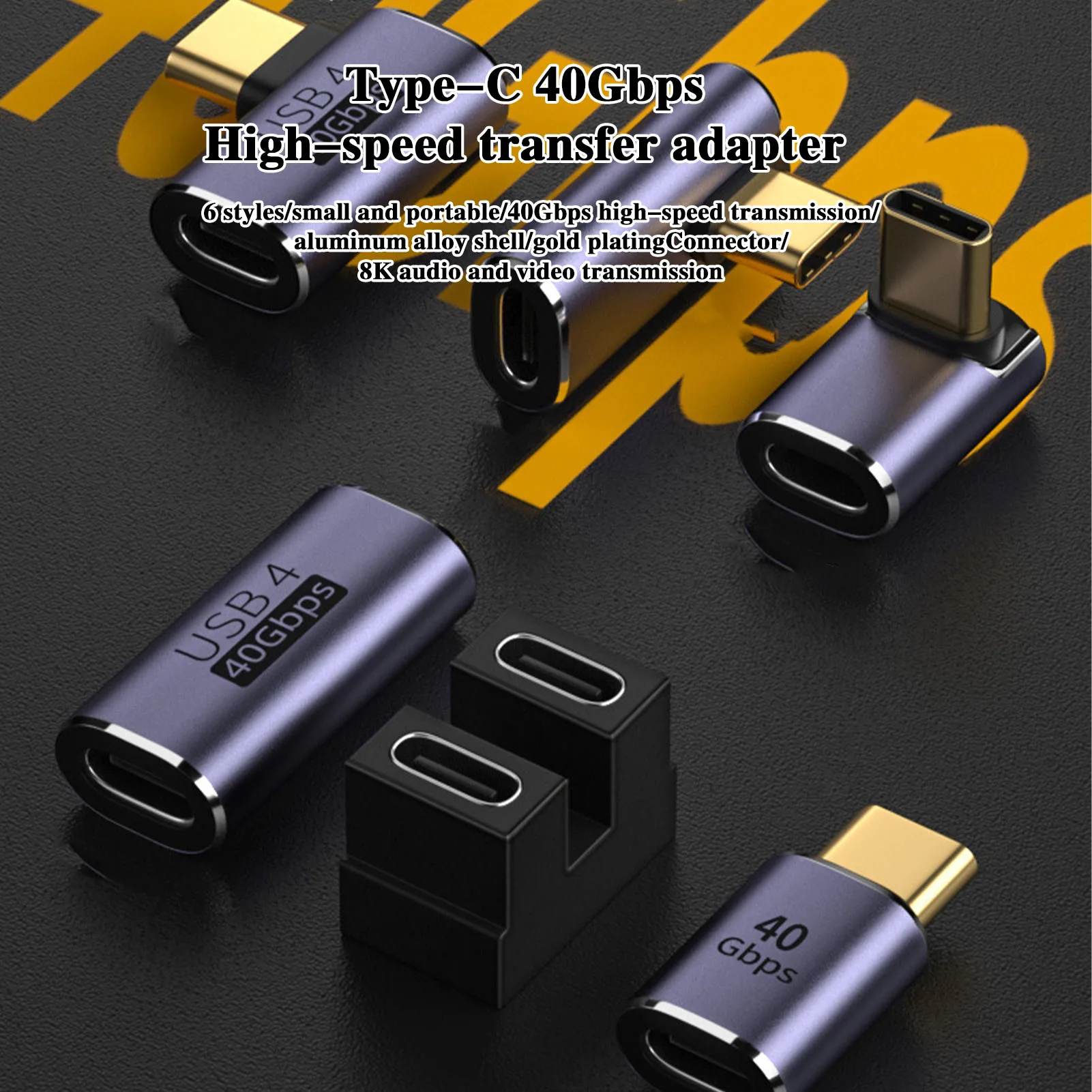USB Type C адаптер 4.0 конвертер Папа-мама 100 Вт Быстрая зарядка 40 Гбит/с быстрая