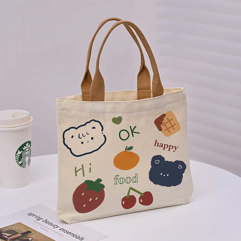 

Custom 2023 New Cute Cartoon Japanese Canvas Bag Tutorial Lunch Bag Small Portable Bag Women's Bag Handbag
