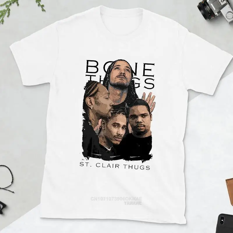 THUGS Bone Thugs N Harmony Skull Black Men Tees Heavy Metal Rock Hip-hop T Shirt Streetwear Unisex Tops