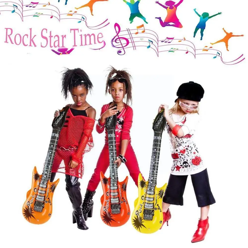 

95cm Inflatable Guitar Toy Pvc Stage Props Children's Simulation Instruments Multi-color Accessories Show Party Inflatable Z8a0