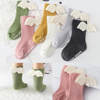 3 pairs baby girls knee socks summer autumn cotton boys anti slip angel wing socks infant toddler short sock for 0 3 years