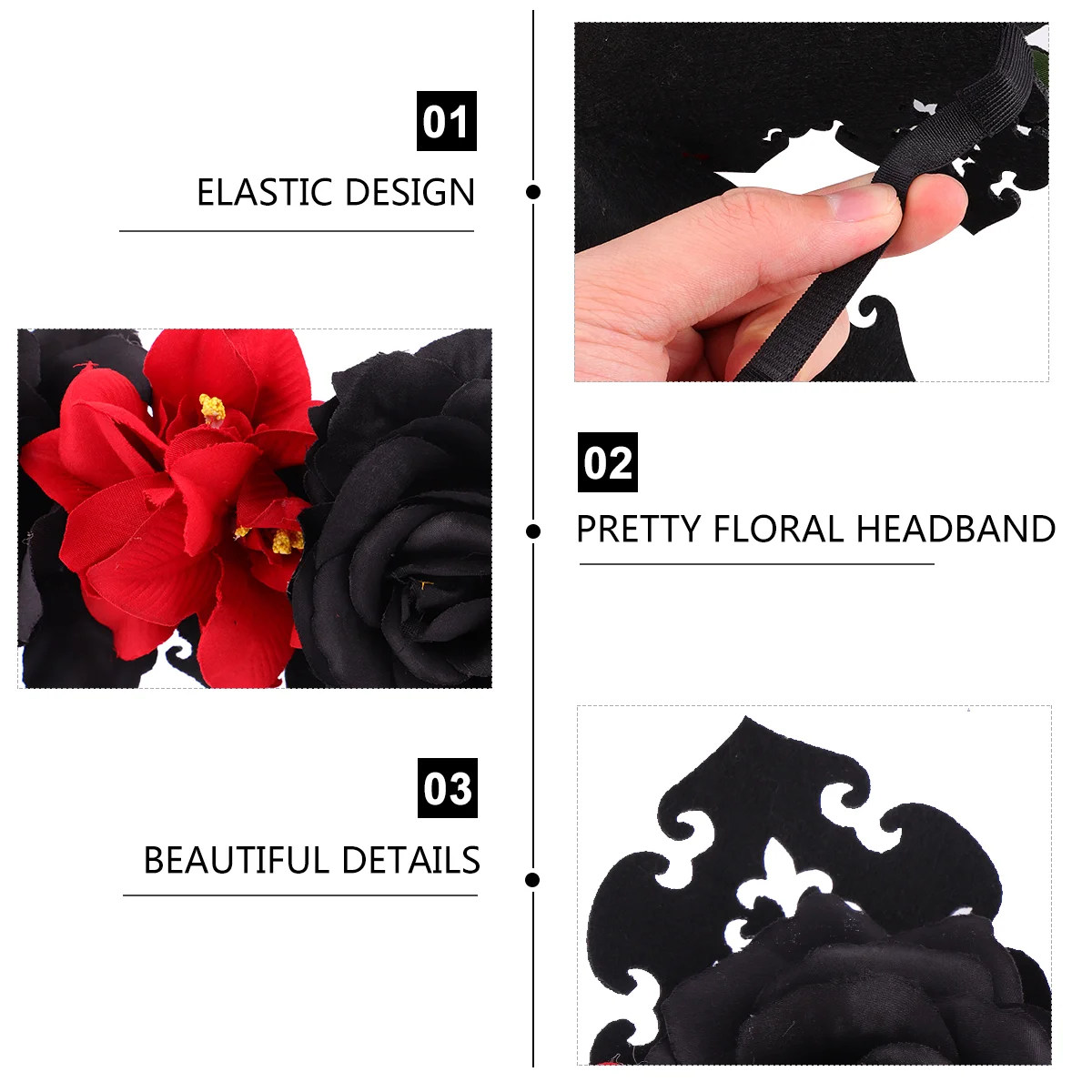 Halloween Wreath Floral Flower Headband Headdress Costumes Photo Women Rose Headpiece Fabric Miss