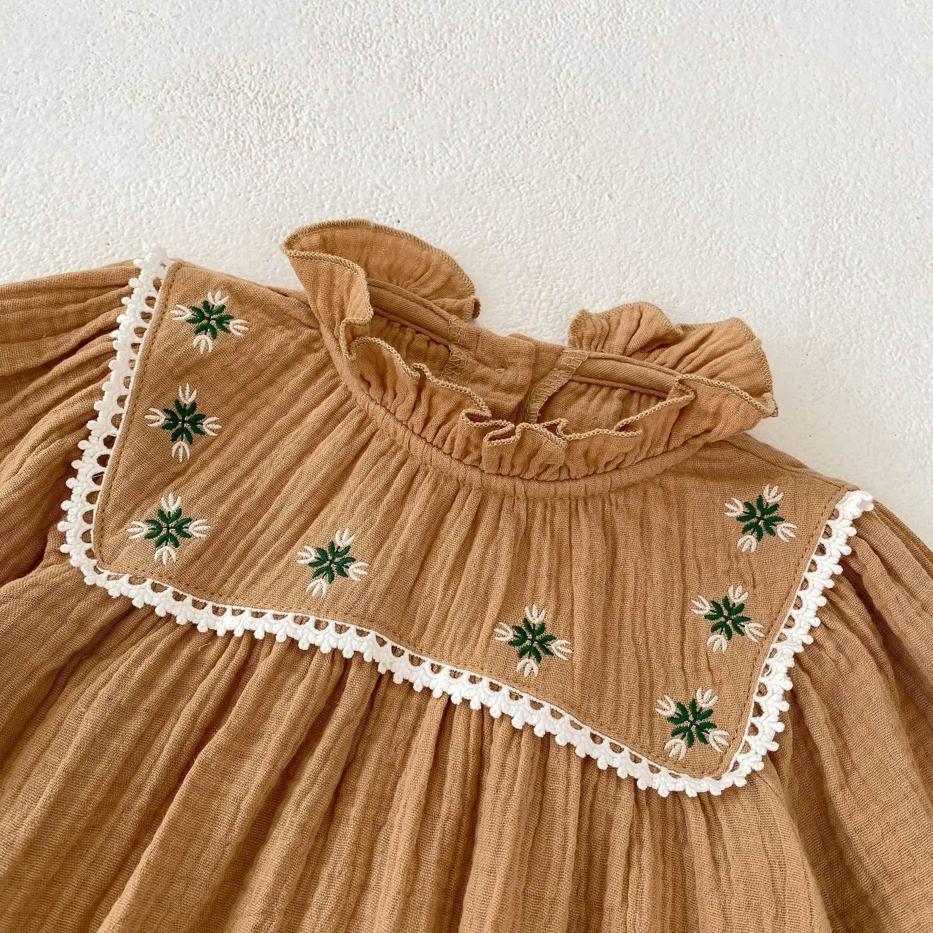 Angoubebe 555H147 для маленьких девочек новинка 2023 года осенняя вышивка с длинным