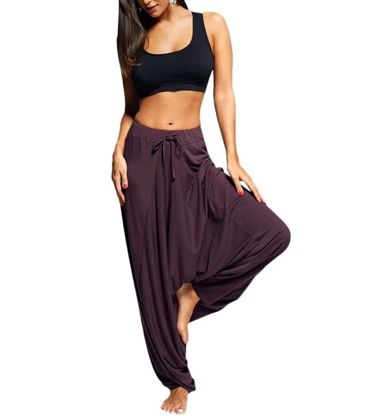 

Casual Women Harem Pants Drop Crotch Baggy Wide Leg Hippy Boho Loose Lady Fashion Solid Full Length Trousers Women Pants