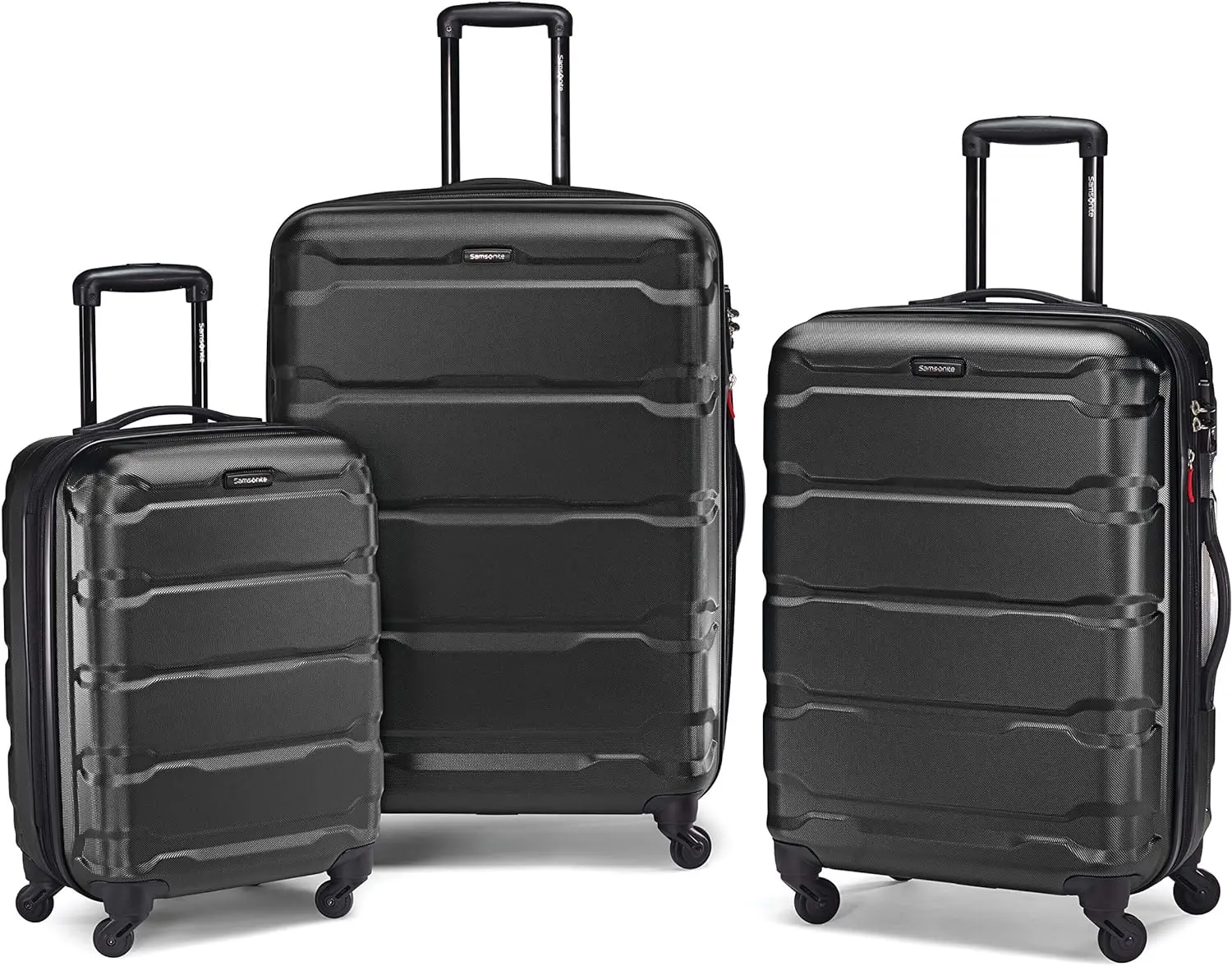 

Samsonite Omni PC жесткий расширяемый чемодан со спиннерными колесами, набор из 3 предметов (20/24/28), черный