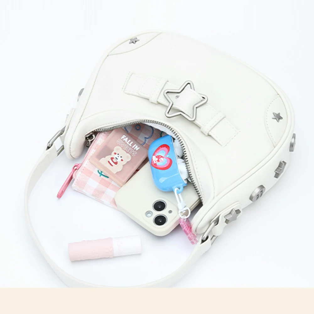 Star Rivet Armpit Bags for Women Denim Purses and Handbags Fashion Designer Shoulder Bag Half Moon Hobo Clutch Ladies Tote Chic