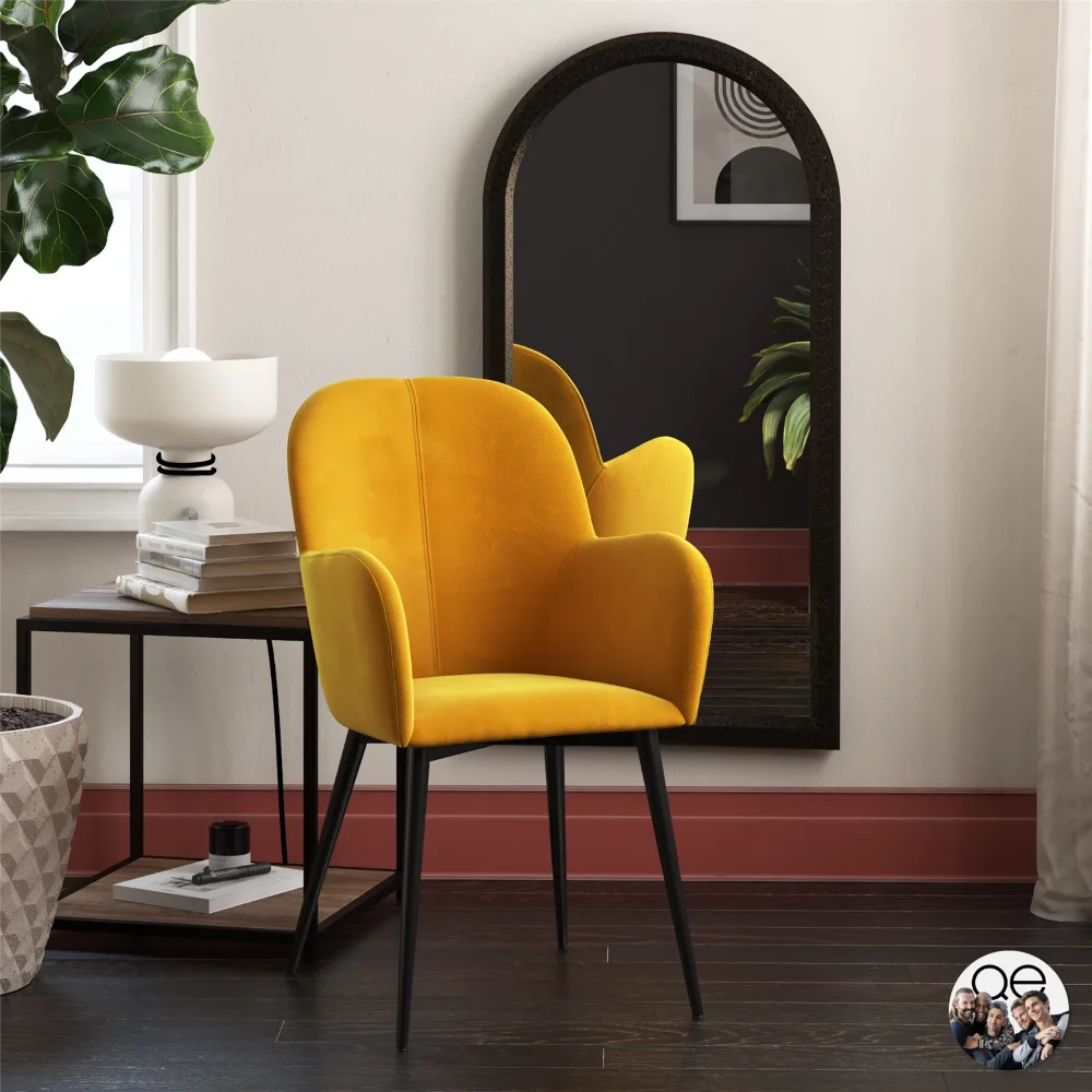 

Fallon Modern Accent Chair, Metal Legs, Mustard Yellow Velvetyxb