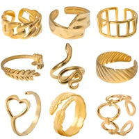luxury designer ring leaf shape heart snake adjustable rings stainless steel rings for women fashion korean jewelry trend 2022