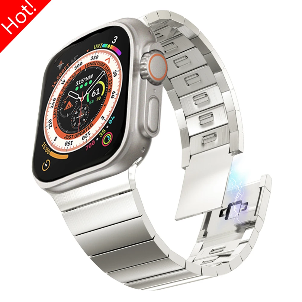 

Ремешок из нержавеющей стали для Apple Watch Band Ultra, Магнитный титановый браслет для IWatch 8 7 6 5, 49 мм 45 мм 44 мм 42 мм