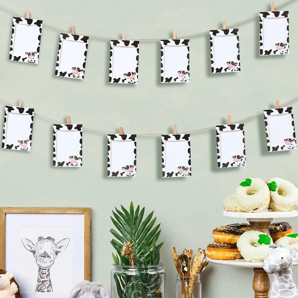 Ферма черно-белая папка с рисунком коровы флаг баннер декор для вечеринки в честь