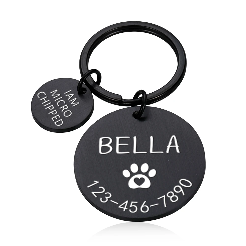 engraved dog pet id tag personalized name phone bone flower pet id name for cat puppy dog tag pendant keyring pet accessories free global shipping