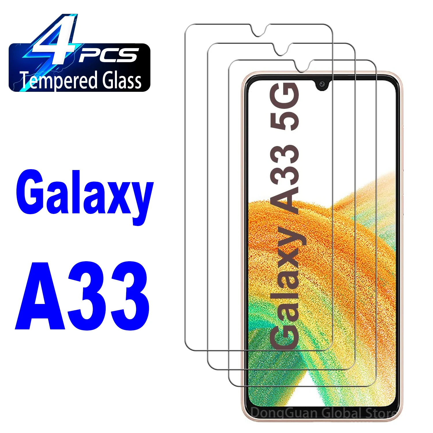 

4Pcs High Auminum Tempered Glass For Samsung Galaxy A33 5G A51 A71 A22 A32 A52 A72 A53 A73 A23 S20FE 5G Screen Protector Glass