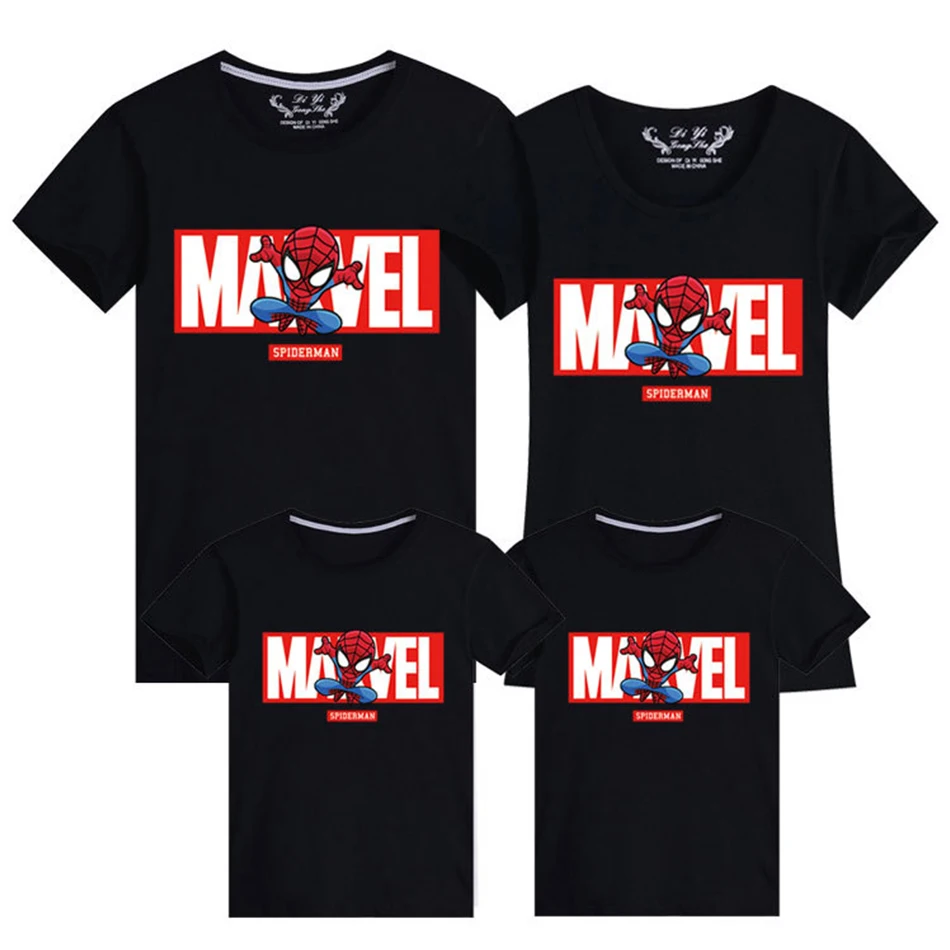 Disney Family Matching Clothes Cartoon Mickey Minnie Printed T-shirts Mother and Daughter Tops Dad Son Mom Family Look Kids