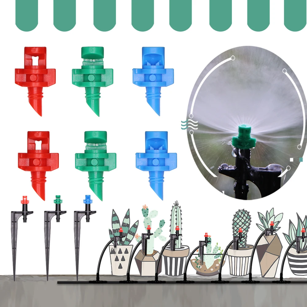 

20PCS 90° 180° 360° Atomizing Refraction Sprinkler Simple Nozzle Outdoor Lawn Greenhouse Watering Irrigation Spray Garden Tools