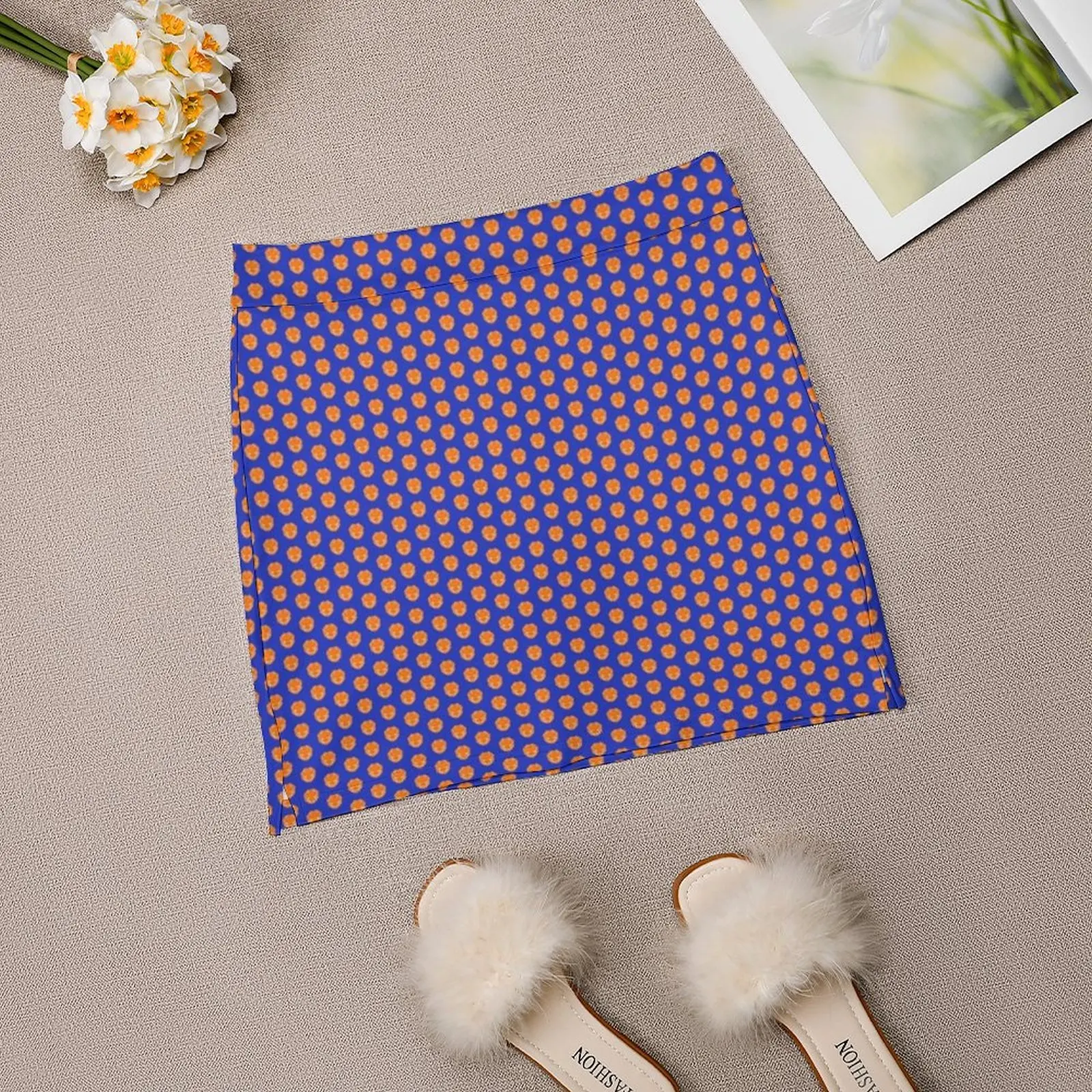 Оранжевая женская юбка Gator Face с карманом винтажная трапециевидной формы принтом