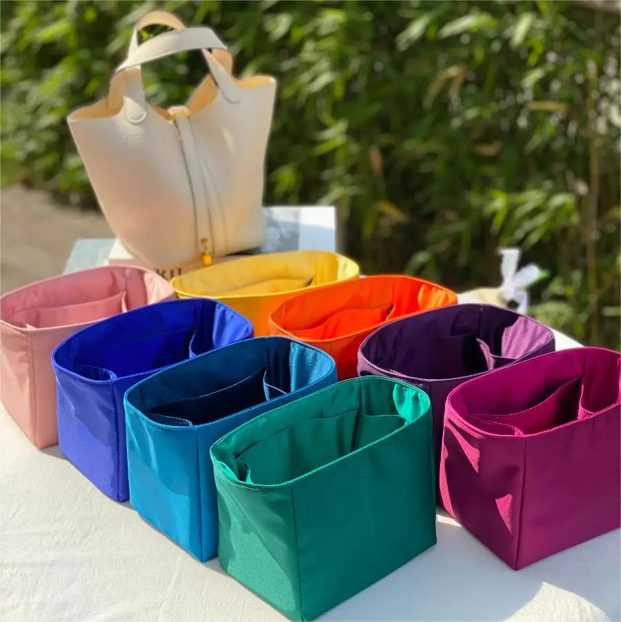 For HERMES Picotin 18 22 Make up Organizer Felt Cloth Handbag Organizer Insert Bag Travel Inner Purse Portable Cosmetic Bags