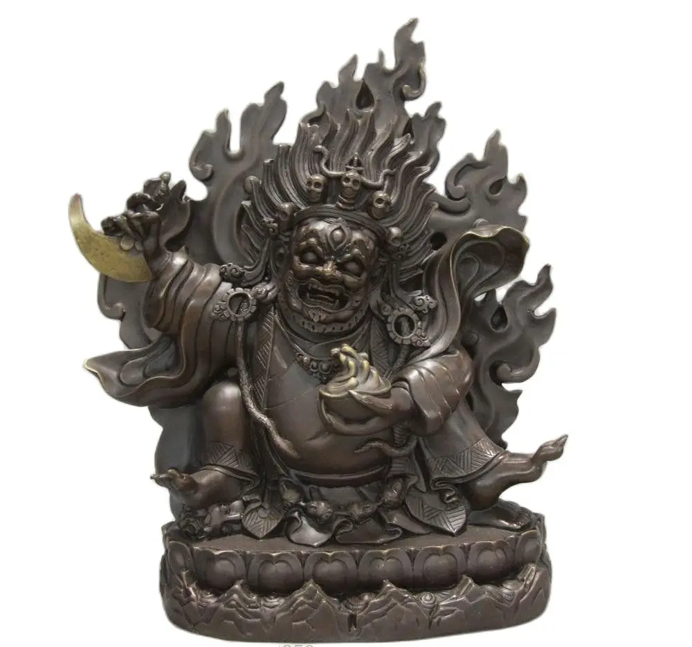 

27cm Tibet Buddhism Temple Bronze Copper Mahakala Vajra Vajrapani Buddha God Statue