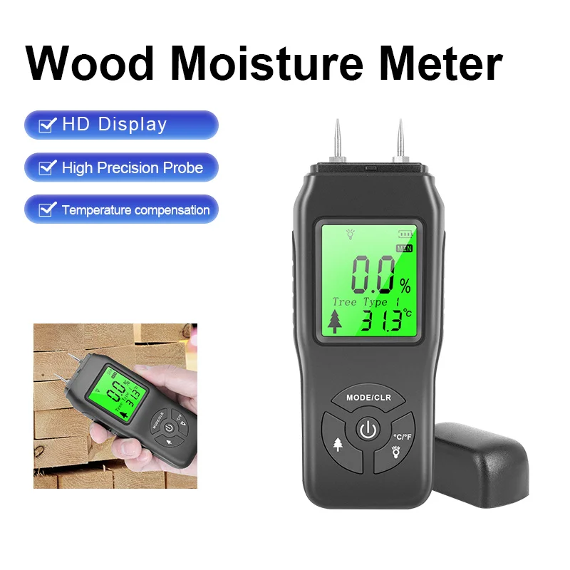 Цифровой измеритель влажности древесины, профессиональный портативный гигрометр с ЖК-дисплеем