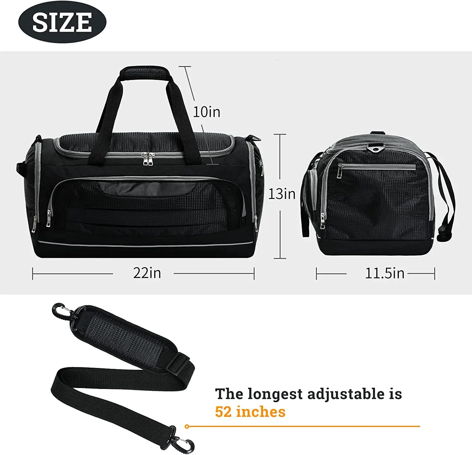 Men Sports Duffle Bag with Shoe Compartment 22 /21.5 Inch Gym Bags for Fitness Training Outdoor IFARADAY