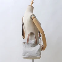 2020 summer new canvas bag with cowhide portable messenger bag mori all match daily commuter messenger bag