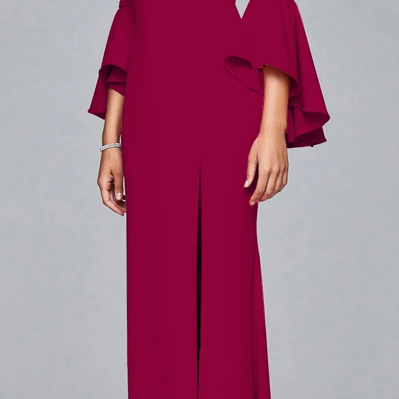 Женское длинное платье-Русалка с открытой спиной и рукавами-колоколами