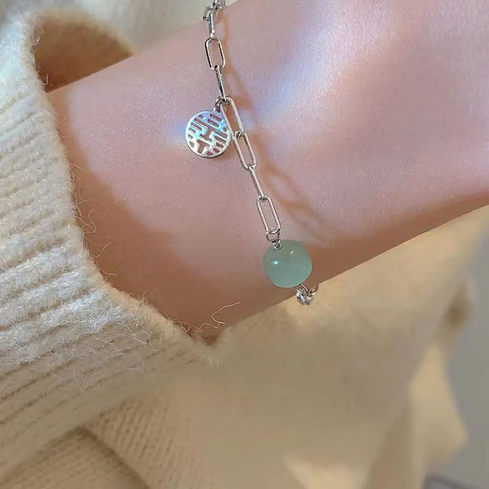 

Женский браслет-подвеска с имитацией нефрита, Новогодняя цепочка ручной работы, изысканный ретро-браслет в китайском стиле, подарок на удач...