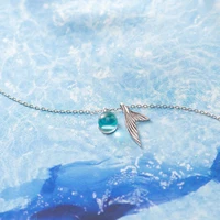 exquisite mermaid fish tail pendant necklace blue trendy necklace for women girl fashion jewelry