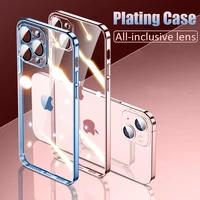 luxury plating transparent soft silicone case for iphone 13 11 12 pro max mini xr x xs se 2020 8 7 plus shockproof clear cover