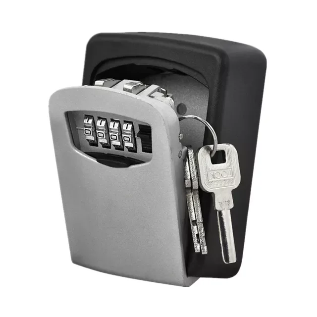 

NEW Lock Box Wall Mounted Zinc Alloy Key Safe Box Weatherproof 4 Digit Combination Key Storage Lock Box Indoor Outdoor