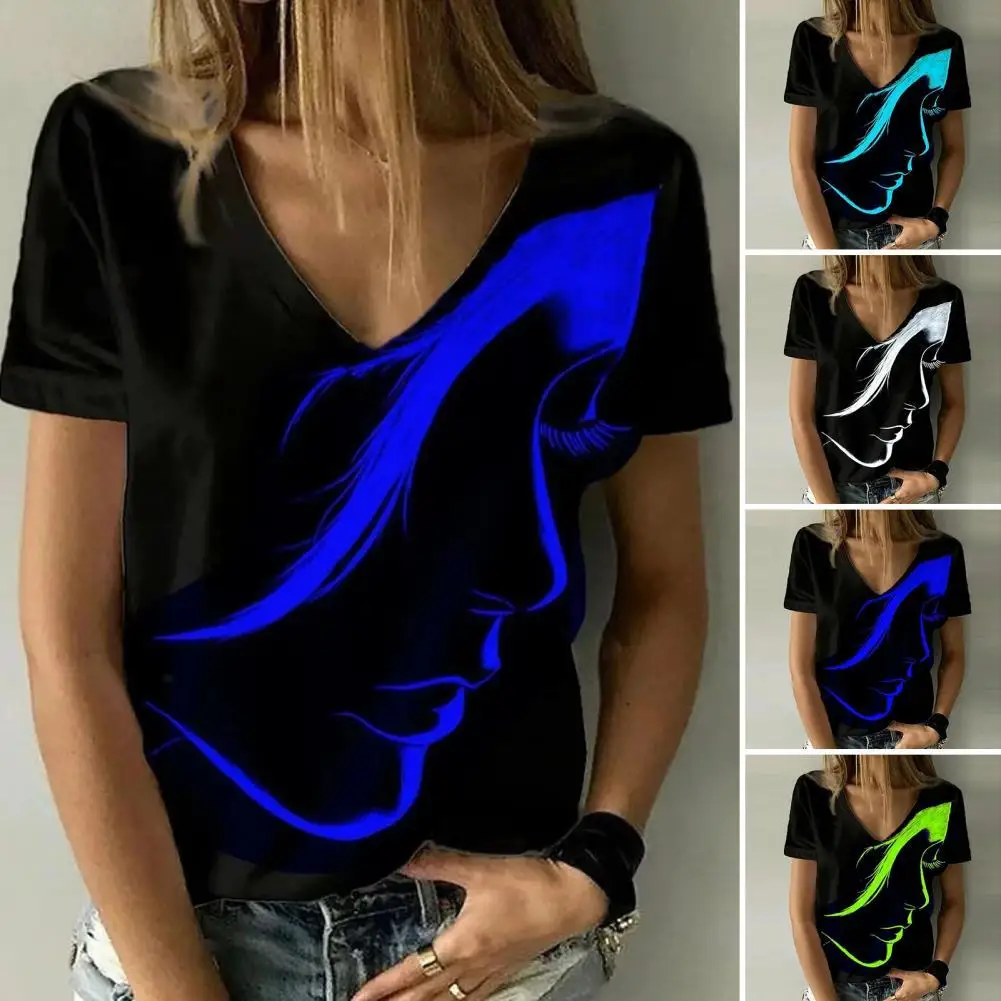 

Очаровательная Женская футболка с 3d-изображением лица, Повседневная дышащая футболка, универсальная