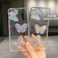 glitter butterfly transparent phone case for samsung galaxy s22 ultra s21plus s21 s20fe s20fe s21fe clear soft cover