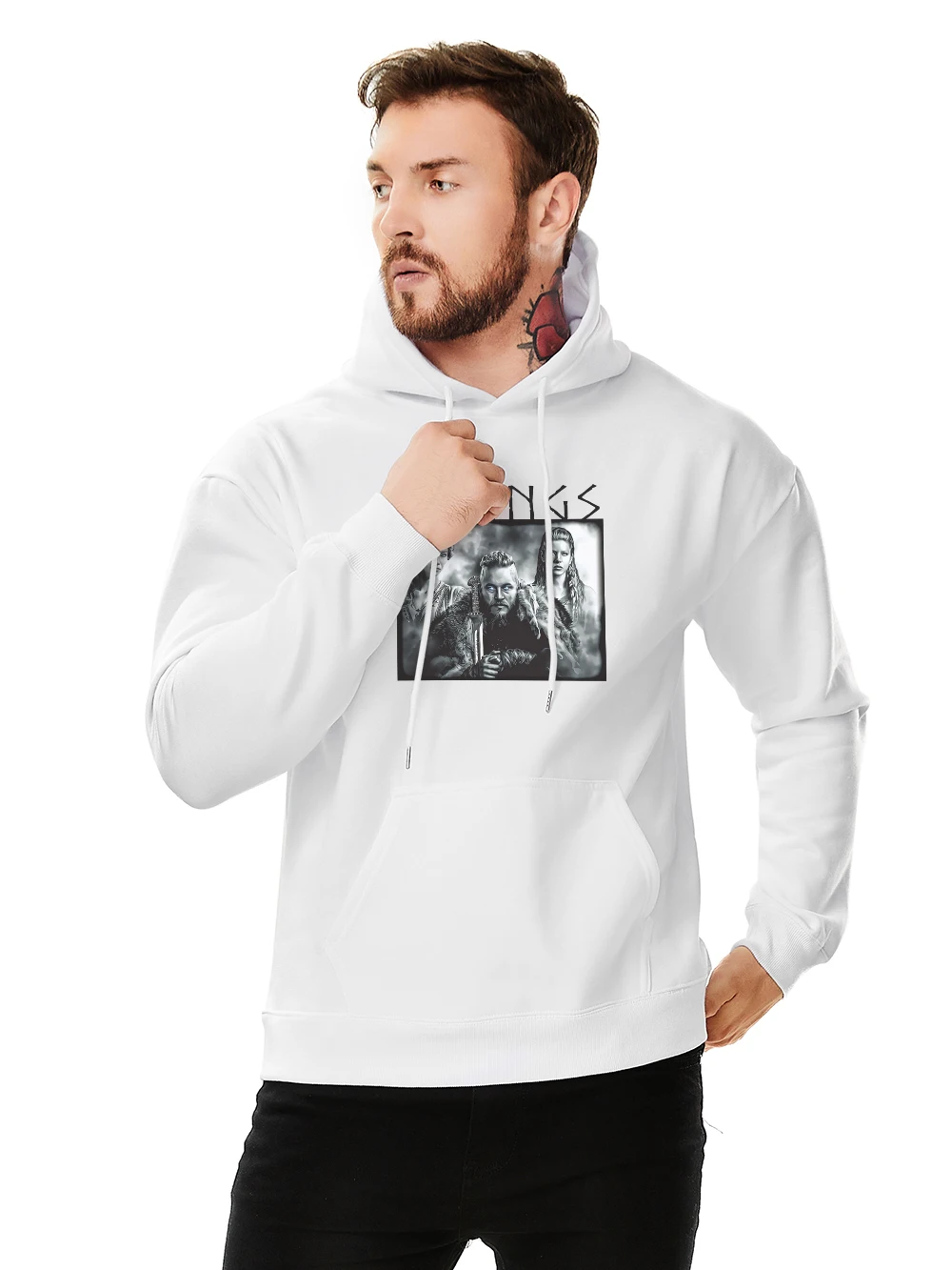 

Vikings Legend Movie Character Vintage Print Hoodie Men Winter Warm Thick Hoody Cotton Quality Brand Sweatshirt Heavyweight Coat