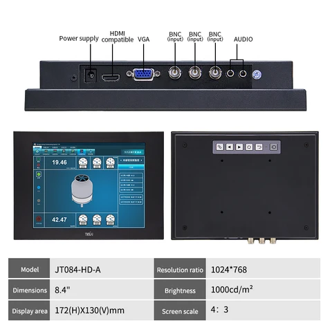 TKUN 8,4 дюймовый новый видео дисплей высокой четкости с высокой яркостью для промышленного и горнодобывающего мониторинга