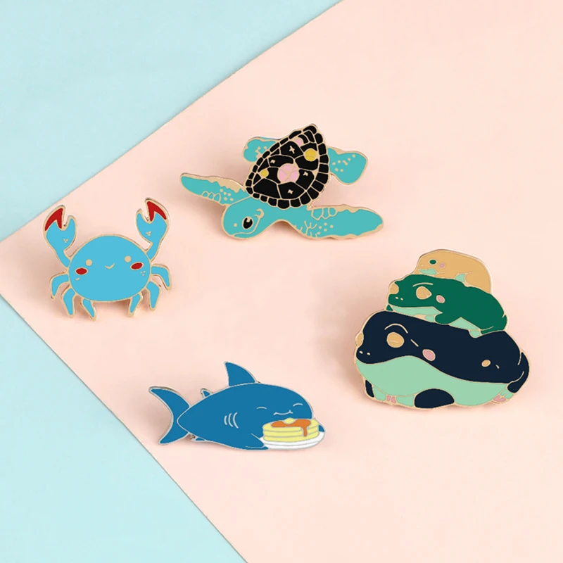 Мужская/Женская Брошь с эмалью значок на булавке в форме морского животного