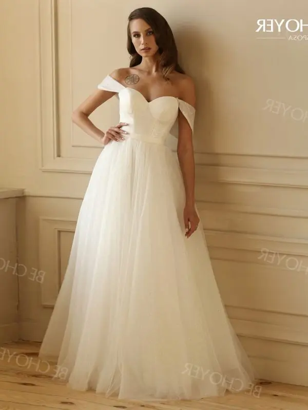

Boho Sleeveless Wedding Dress Off Shoulder A-Line Sweetheart Vintage Princess Bride Gown 2022 BECHOYER LY22 Vestido de Noiva