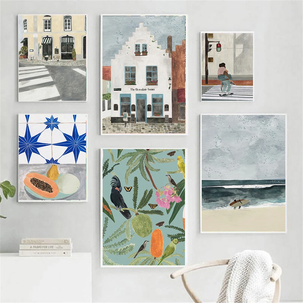 

Постер в стиле бохо для путешествий, ботаническая живопись на холсте, минималистичный тропический художественный принт, Настенная картина для декора гостиной