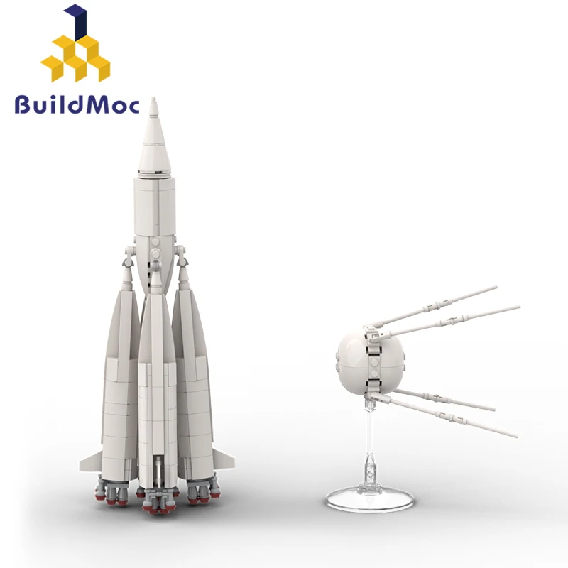 

BuildMoc R-7 M1-1PS And Sputniked 1 Of 1957 Space Rocket Building Blocks Idea Vehilce Spacecraft Brick Toys For Children Gifts