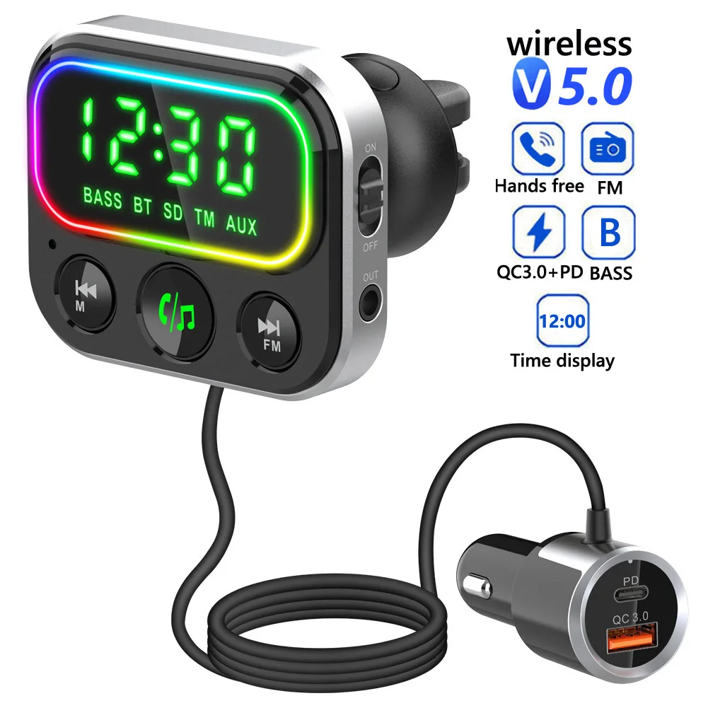 

FM-трансмиттер LANJIE PD18W с USB-портом и поддержкой Bluetooth 5,0