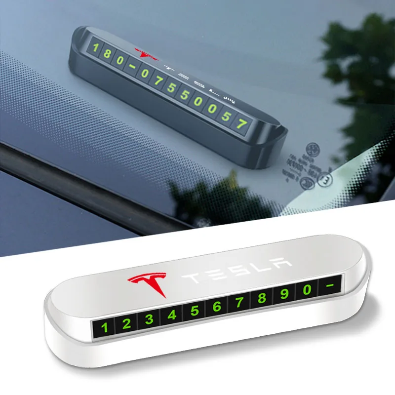 

Car Goods Temporary Parking Card Phone Number Card Plate Car Park Stop Automobile for Tesla Model 3 Model Y Model X Model S