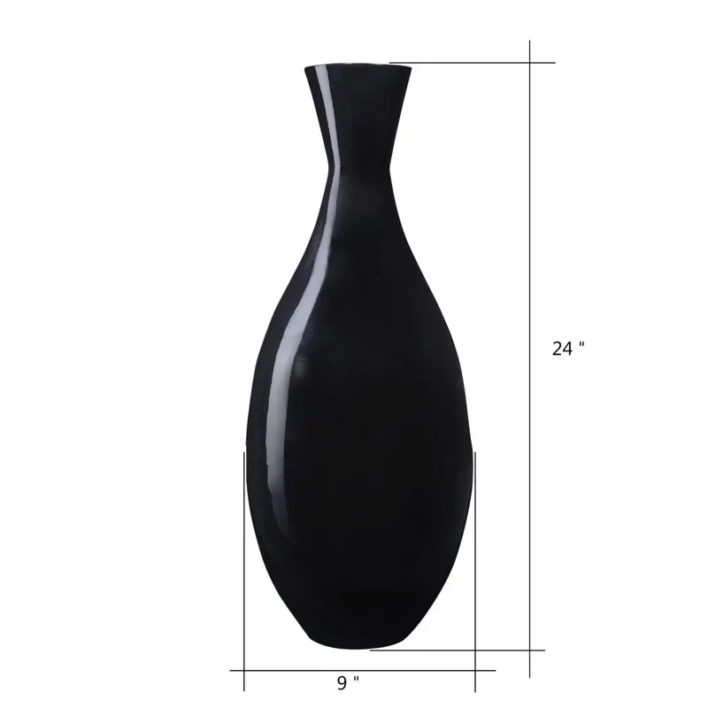 

Handcrafted 24” Tall Black Bamboo Vase | Decorative Tear Drop Floor Vase for Silk Plants, Flowers, Filler Decor | Sustainable