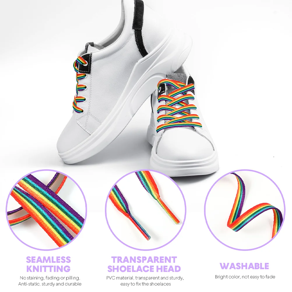 Running Shoe Strings Exercise Accessories Shoe Accessories Laces Sneakers Rainbow Gradient Laces Stripe Fashion Shoelaces