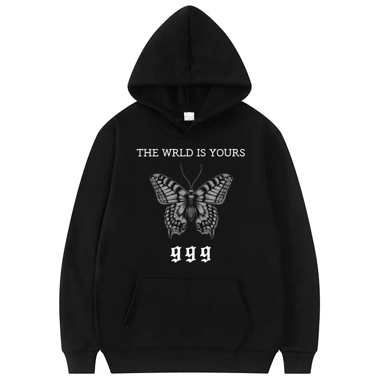 

Juice Weld The Wworld Is Yours Hoodie Black Butterfly Graphic Hoodies Men Women Oversized Cotton Clothes Man Hip Hop Sweatshirts