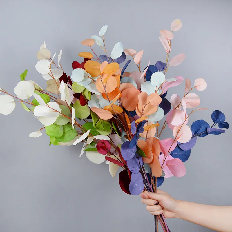 

1pcs Eucalyptus GreenLeaf Artificial Flower Plant Green Leaf Office Home Decoration Wedding Fake Flower Bouquet Money Leaves