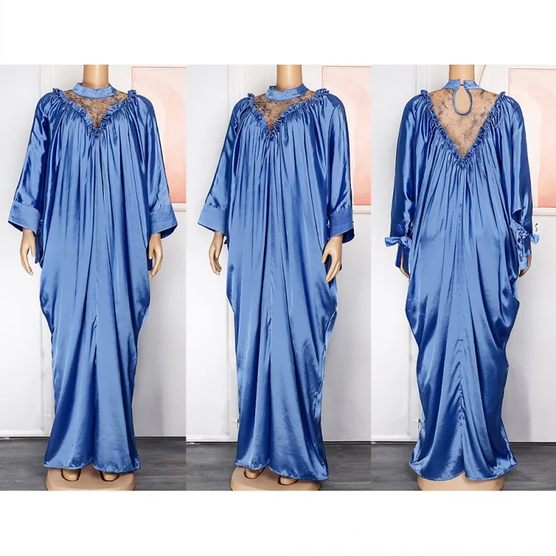 Fashion Muslim Abaya Dashiki Chiffon Crumpled Dolman Sleeves Loose Long Maxi Dress Robe Women Evening Gown Dubai Kaftan Dress