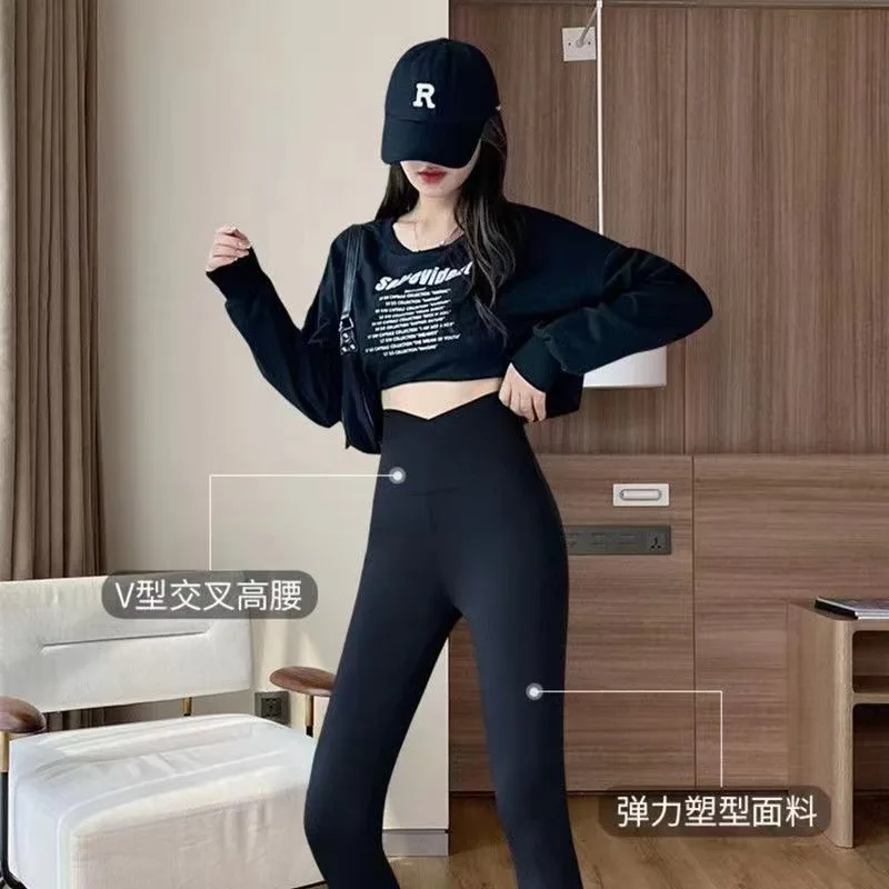 

Qiu Dong De Flocking Thickening Leggings Lady Tall Waist And Belly In Carry Buttock Pants Suspended Shaping Shark Leather