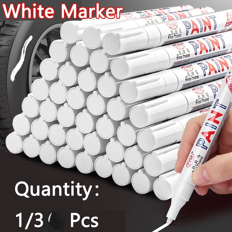 2.0mmWhite Marker Pens Set Oily Waterproof White Gel Pen DIY Graffiti Sketching Marker Stationery Writing School Supplies Brush