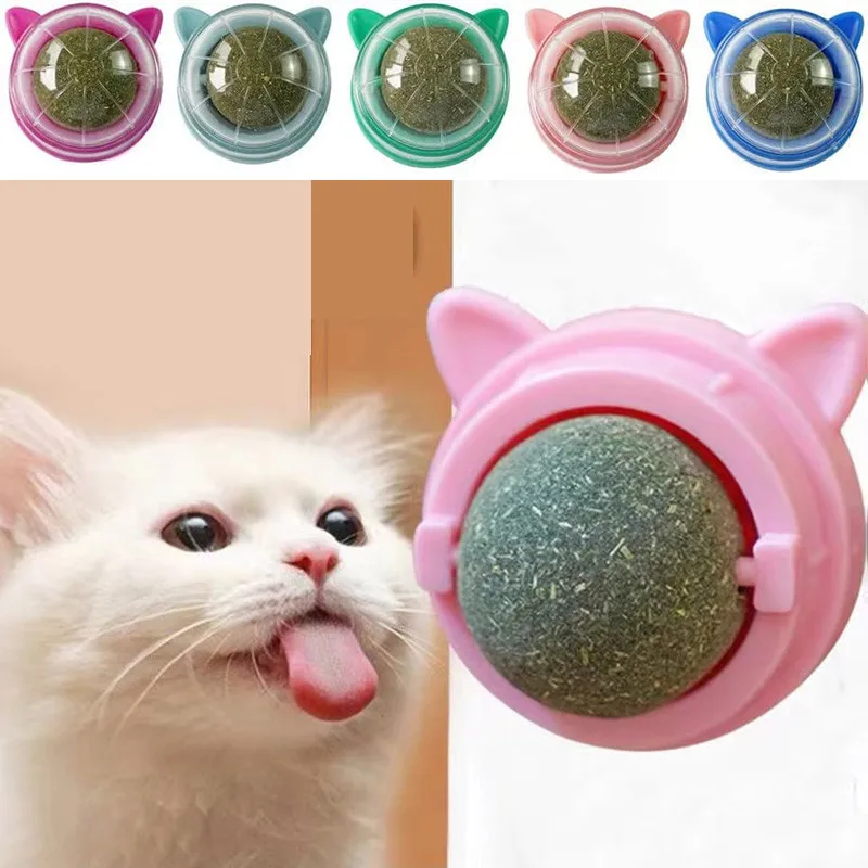 

Natural Catnip Cat Wall Stick-on Ball Toys Treats Healthy Natural Removes Hair Balls To Promote Digestion Pet Cat Grass Snacks