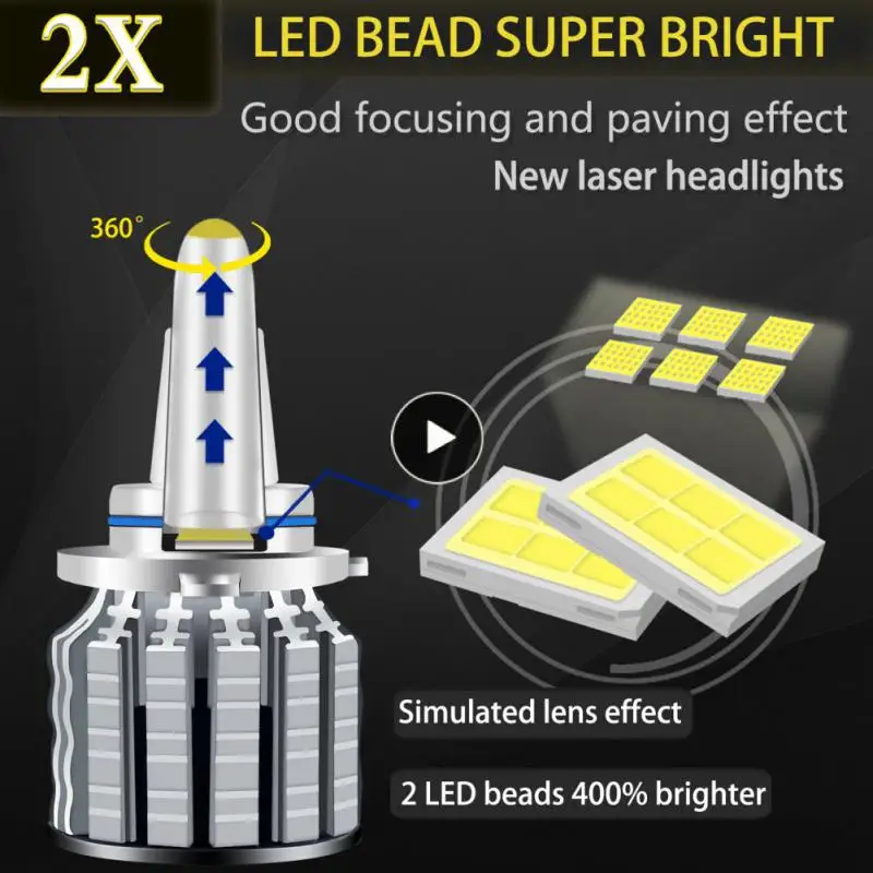 

White Light Quartz Headlights Durable Waterproof N8 Car Led Headlights Practical Superbright Car Supplies 6000k 9006/hb4